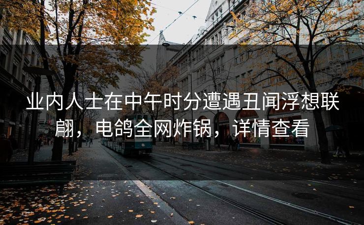 业内人士在中午时分遭遇丑闻浮想联翩，电鸽全网炸锅，详情查看