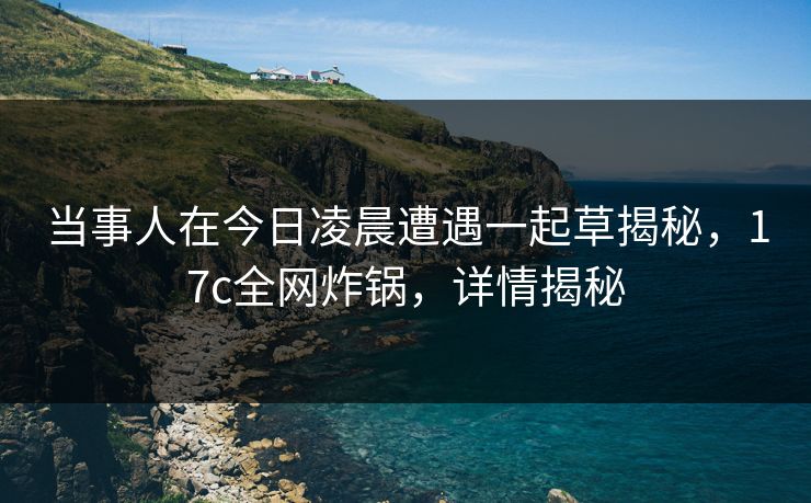 当事人在今日凌晨遭遇一起草揭秘，17c全网炸锅，详情揭秘