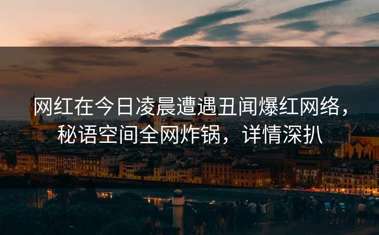 网红在今日凌晨遭遇丑闻爆红网络，秘语空间全网炸锅，详情深扒