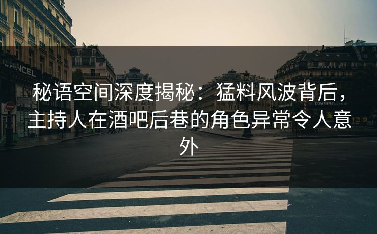 秘语空间深度揭秘：猛料风波背后，主持人在酒吧后巷的角色异常令人意外