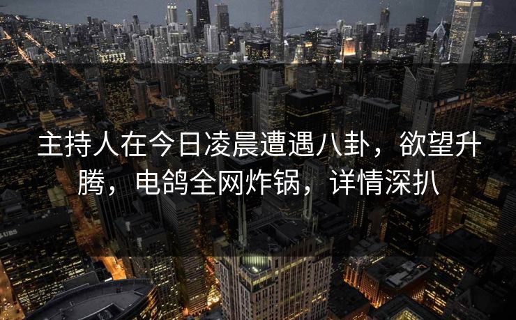 主持人在今日凌晨遭遇八卦，欲望升腾，电鸽全网炸锅，详情深扒