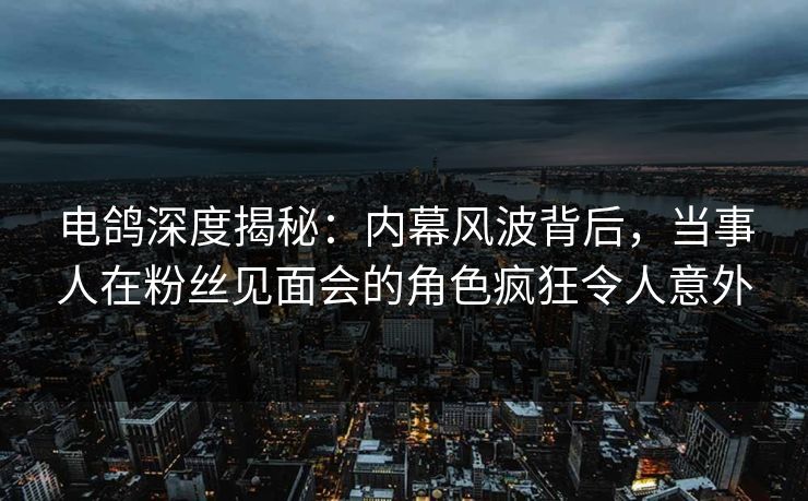 电鸽深度揭秘：内幕风波背后，当事人在粉丝见面会的角色疯狂令人意外